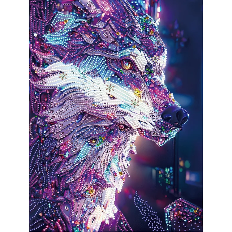 Tech Wolf 30*40CM(Canvas) Special Shaped Drill Diamond Painting gbfke
