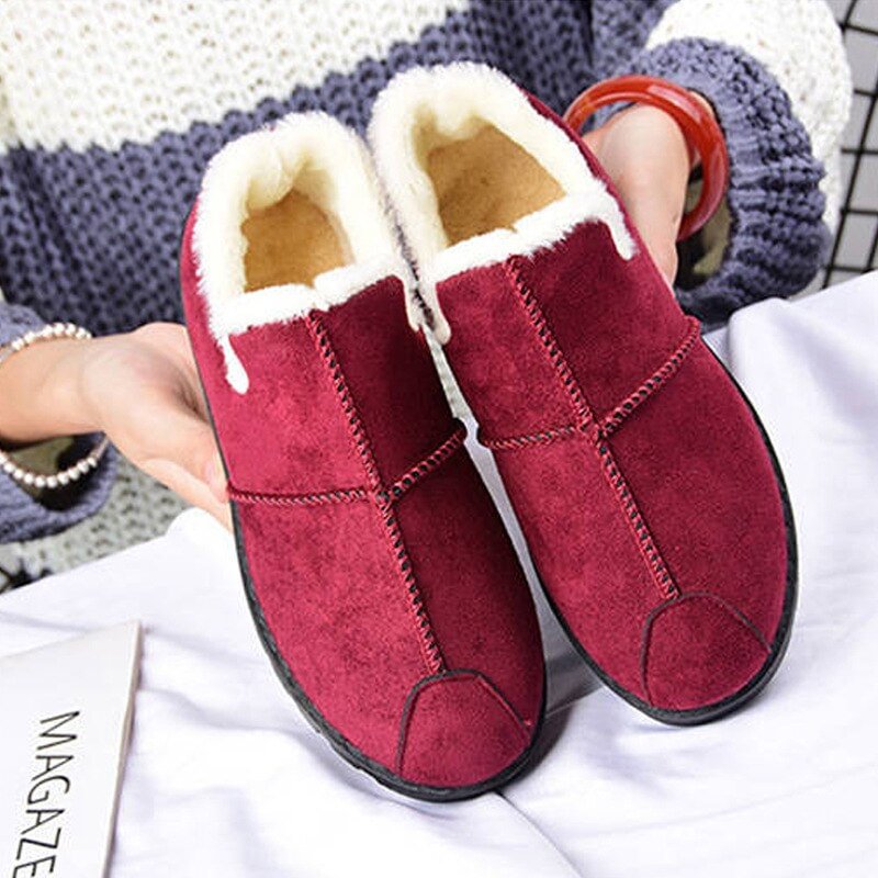 Women Flat Shoes Winter Shoes Women Plush Warm Footwear Leather Woman Loafers Slip on Casual Ladies Warm Shoes