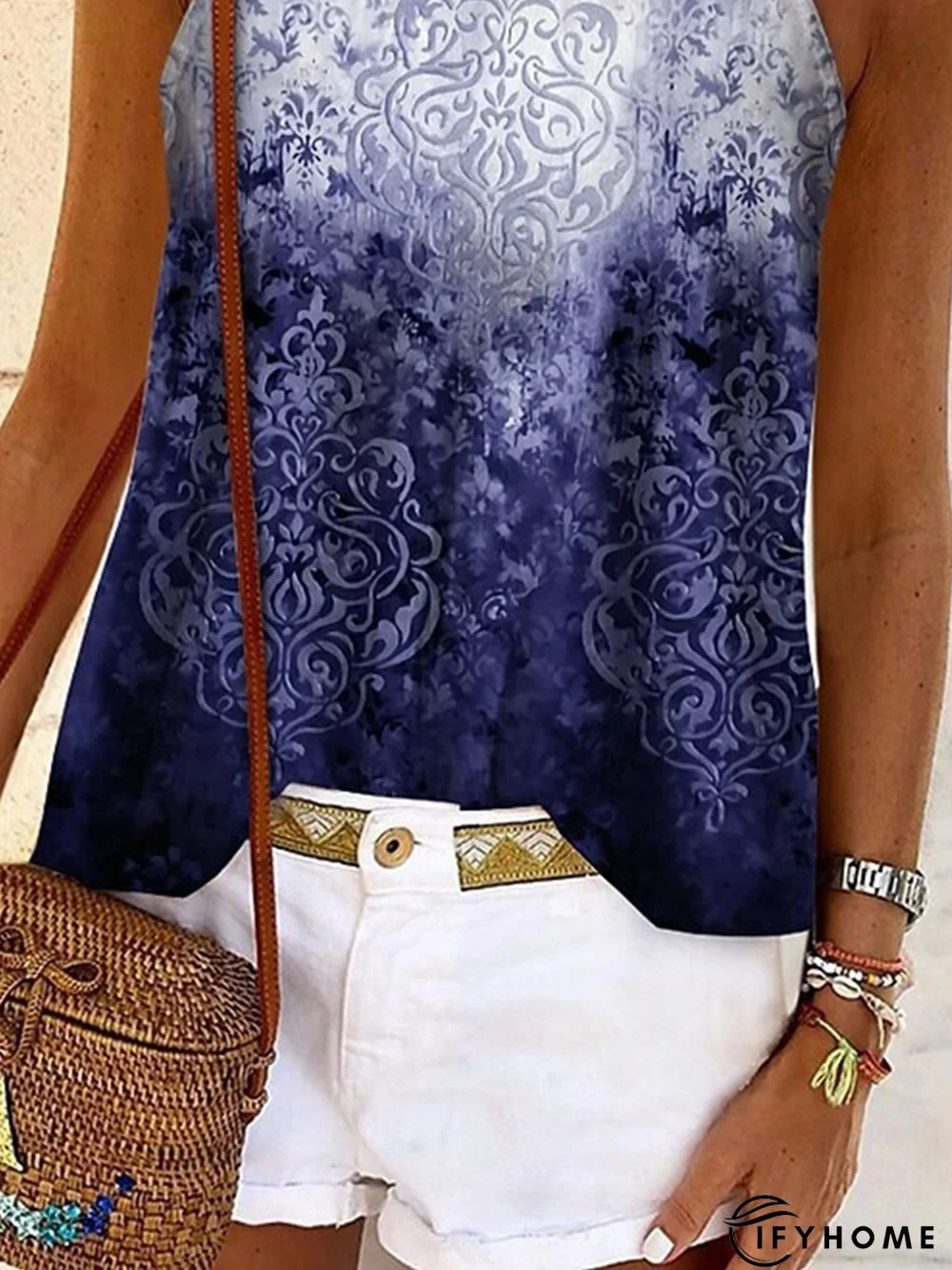 Ethnic Halter Jersey Loose Tank & Cami | IFYHOME