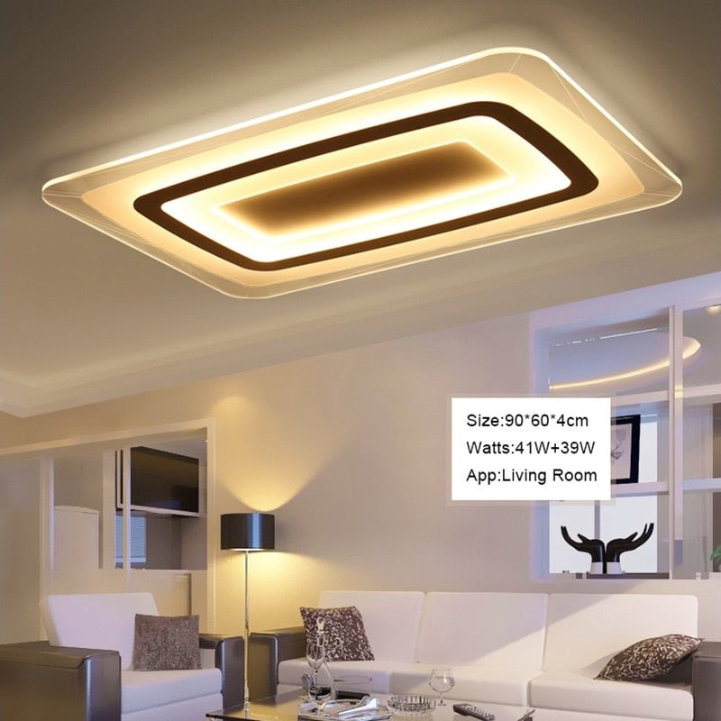 Remote Control Surface Mounted Modern Led Ceiling Lights Lamparas De Techo Rectangle Acrylic Led Ceiling Lights Lamp Fixtures