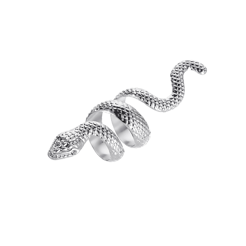 

Punk Street Snake Shaped Ring Exaggerated Unisex Knuckle Alloy Ring Jewelry, Silver, 501 Original