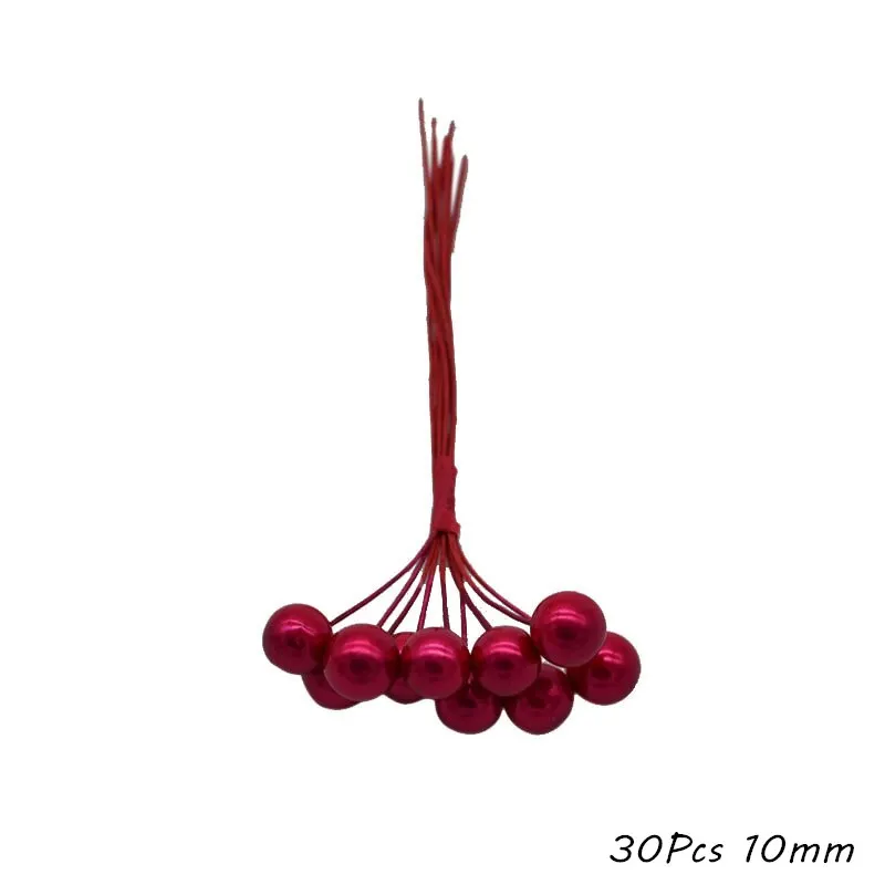 Red Theme Artificial Flower Cherry Stamen Berries Bundle DIY Christmas Decoration Wedding Cake Gift Box Wreaths Xmas Decor