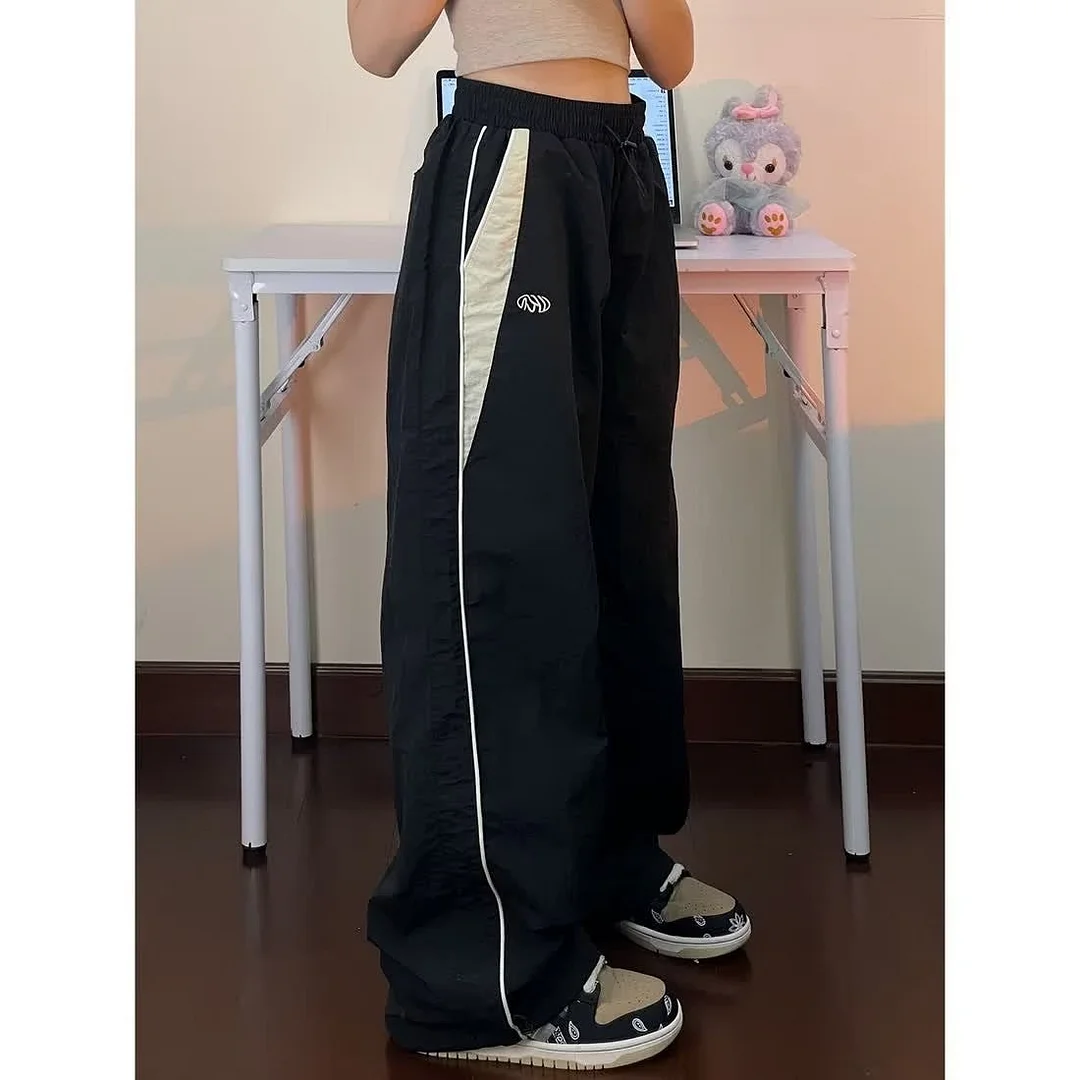 Sonicelife Early Autumn New retro street casual leggings hip-hop elastic waist sports pants high waist loose straight leg pants in stock
