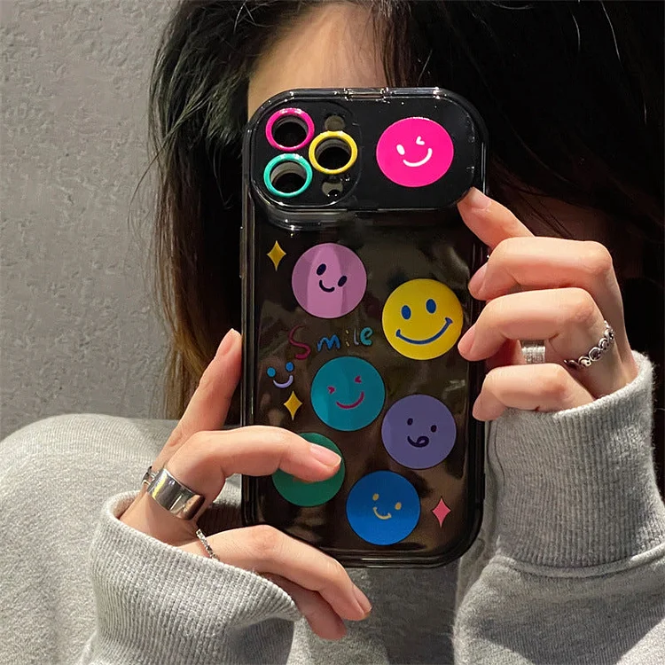 Kawaii Smiley Mirror Holder iPhone case