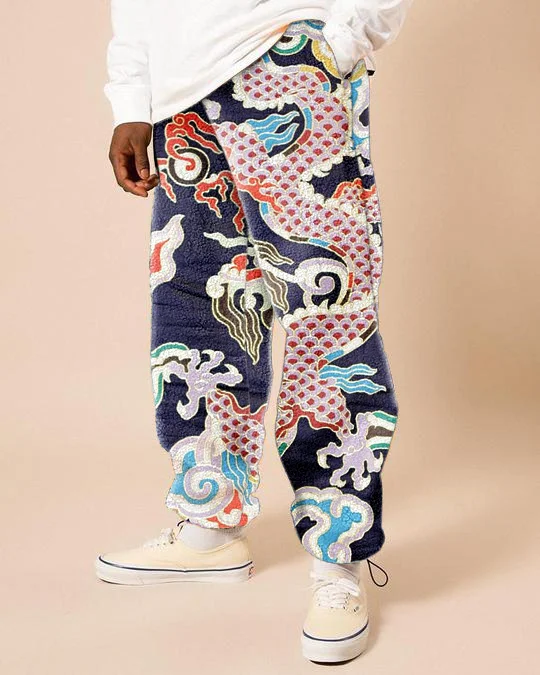Casual printed fleece trousers