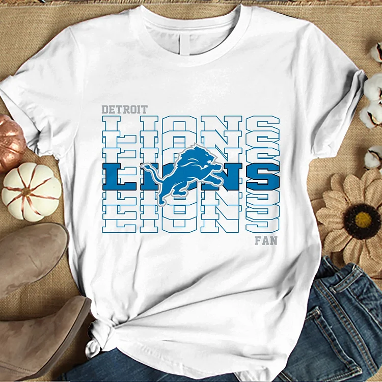 Detroit Lions Women's White Relaxed T-Shirt