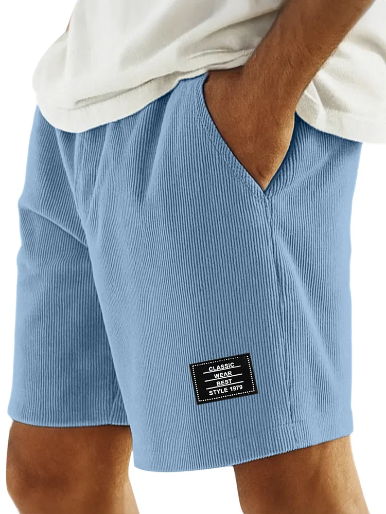Men's Simple Solid Color Vertical Strip Fashion Casual Shorts-Customized products