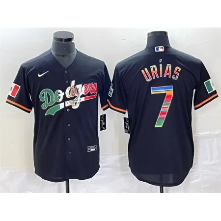 Men's Los Angeles Dodgers #7 Julio Urias Black Mexico Cool Base Stitched Jersey UD7O