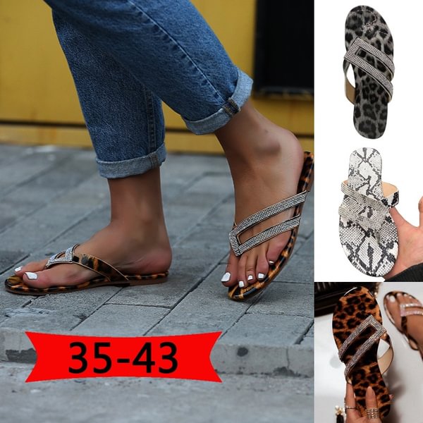 Women Fashion Open-Toed Leopard Snake Printed Slippers Summer Flip Flop - Shop Trendy Women's Fashion | TeeYours