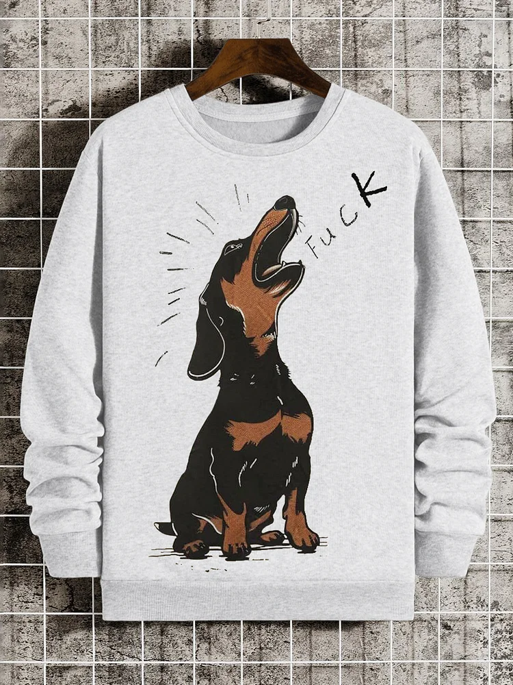 Men's Dachshund Barking Art Print Casual Sweatshirt