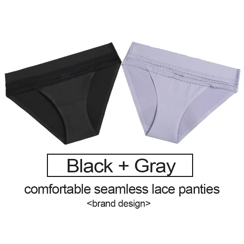 2PCS/Set Lace Panties Women's Underwear Female Lingerie Seamless Panties Underpants Sexy Briefs Intimates Woman Girls Pantys