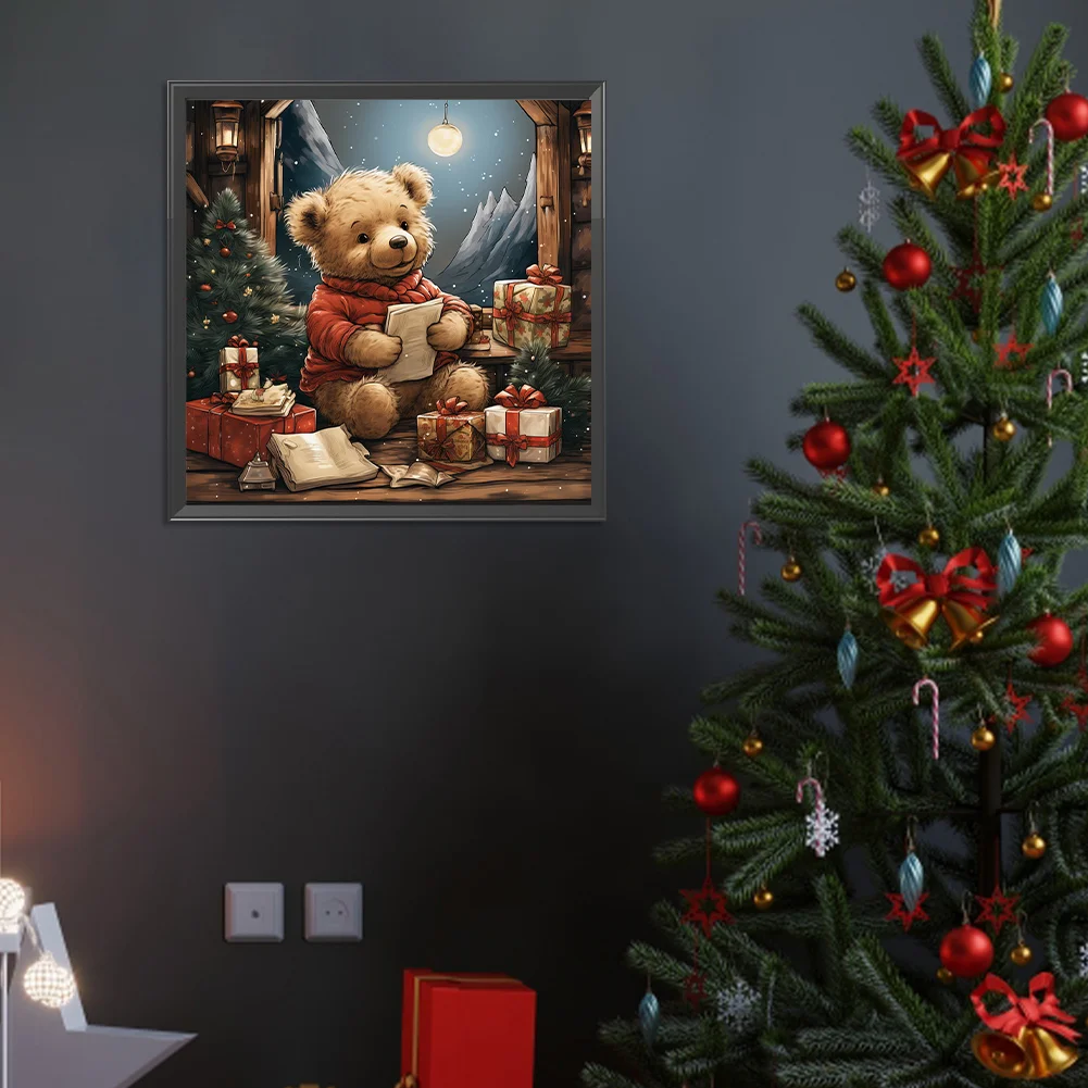 Diamond Painting - Full Round Drill - Christmas Eve Bear(Canvas|40*40cm)