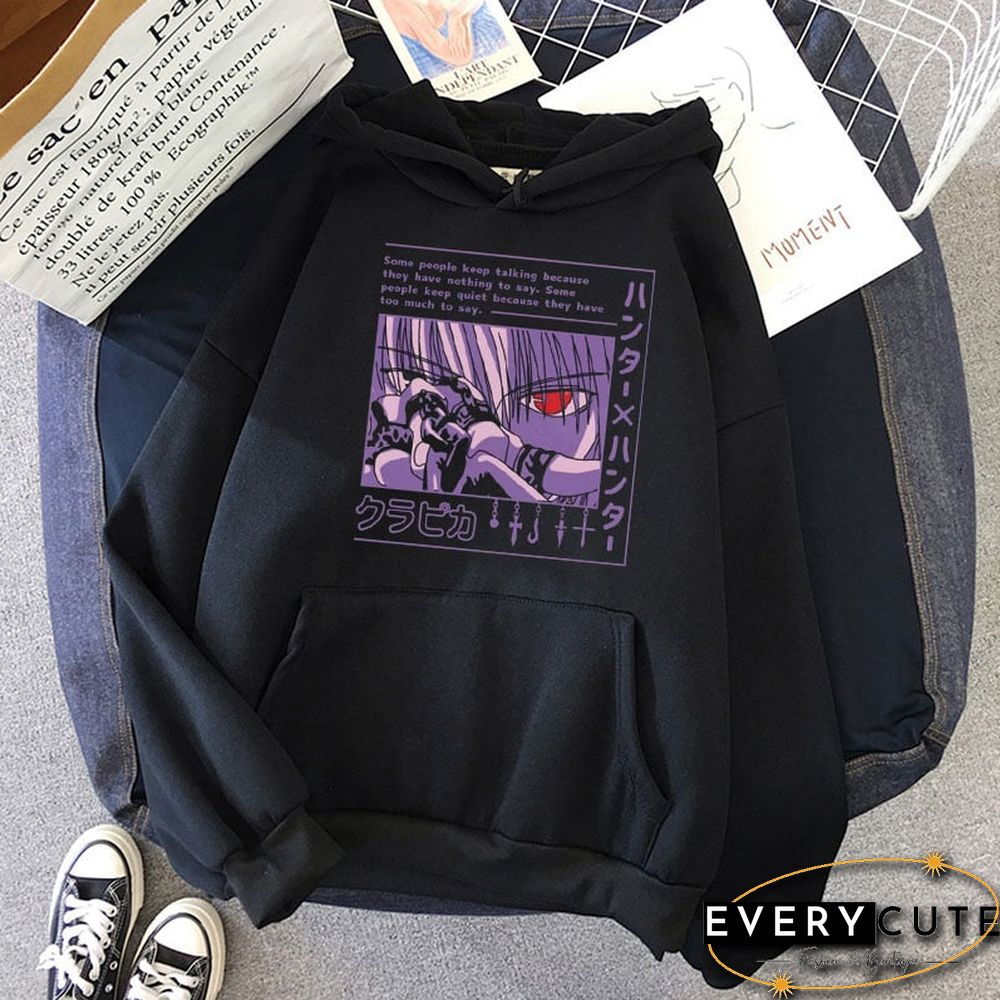 Women Hoodies Hunter X Hunter Women Pullovers Hoodies Sweatshirts Killua Zoldyck Devil Eye Print Anime Hoody Streetwear Tops