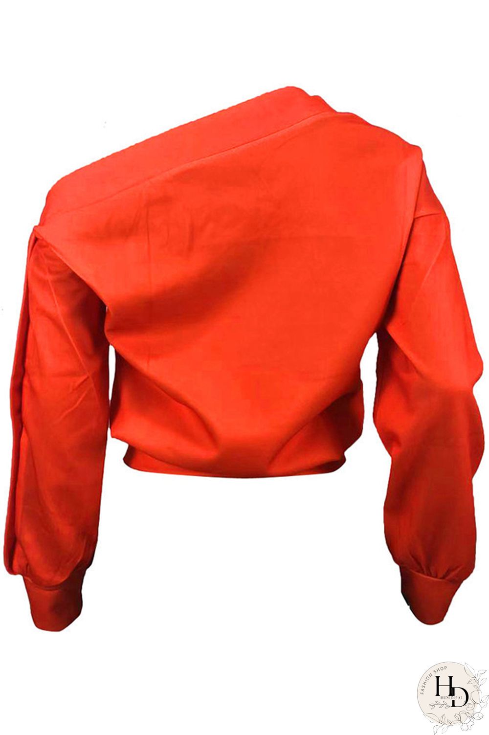 Black One Shoulder Collar Print Polyester Print Long Sleeve