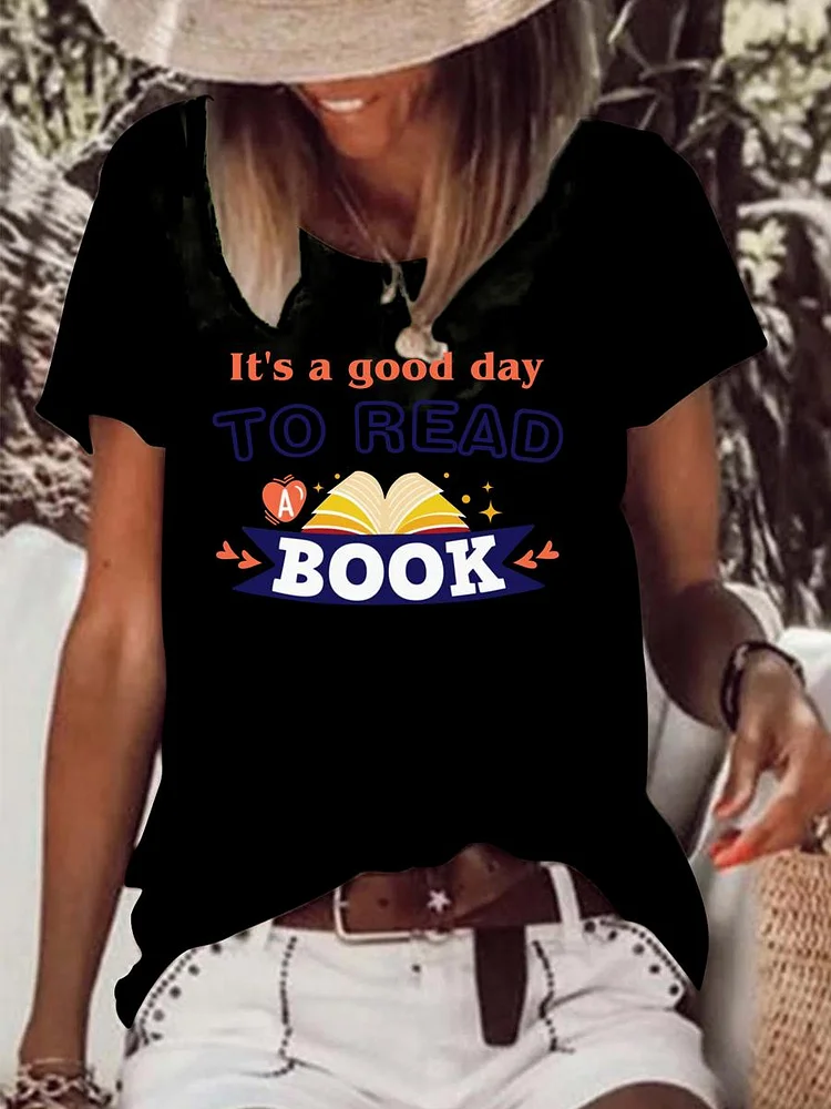 It's A Good Day To Read A Book Raw Hem Tee-Annaletters