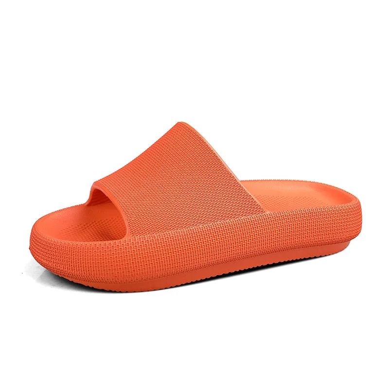 Men Beach Slippers High Heels Women Slide Sandals Shower Thick Sole Soft Couple Massage Bread Slippers Bathroom Shoes Non-Slip