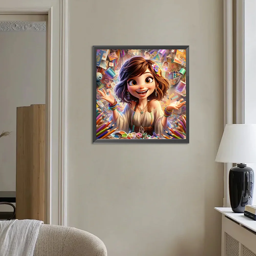 Full Round Diamond Painting 30*30cm - Girl