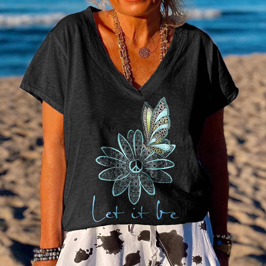 Let it be butterfly flower lLadies Graphic Tees