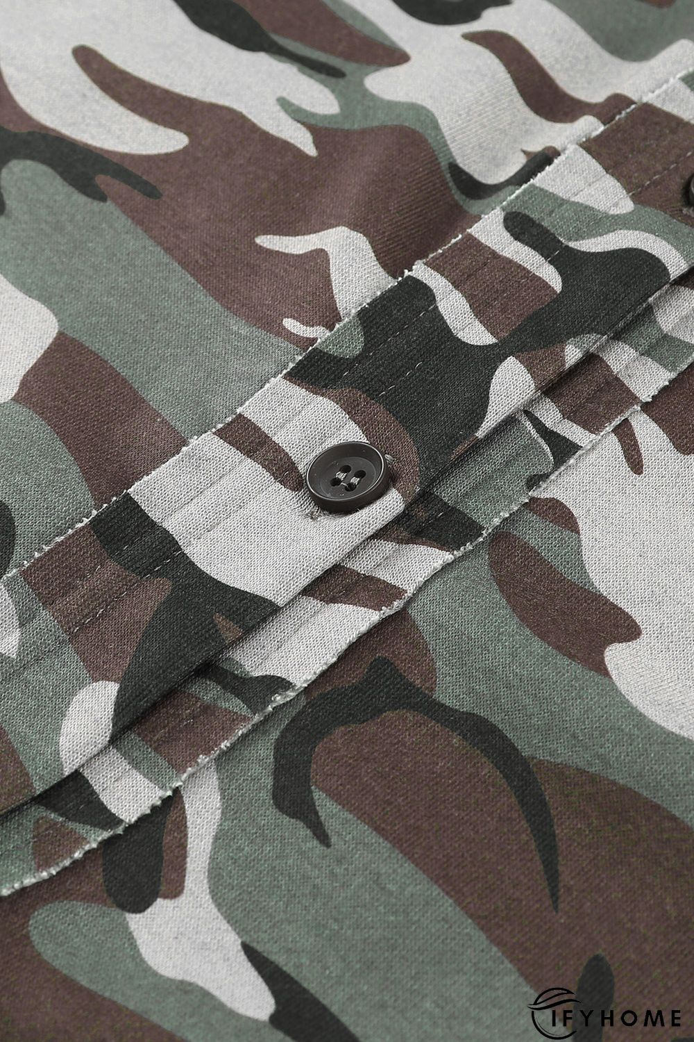 Green Camo Print Button up Hooded Jacket | IFYHOME