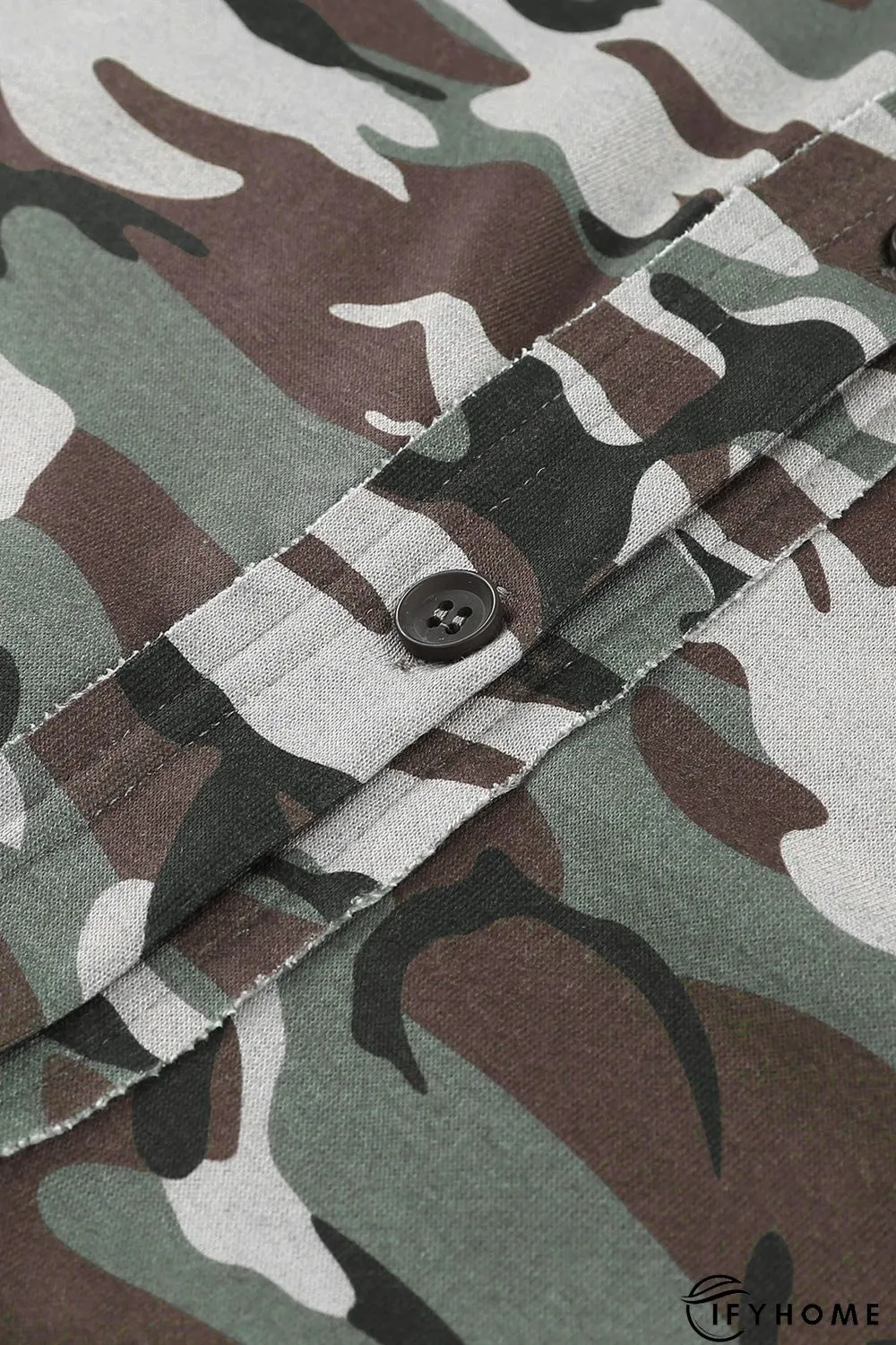 Green Camo Print Button up Hooded Jacket | IFYHOME