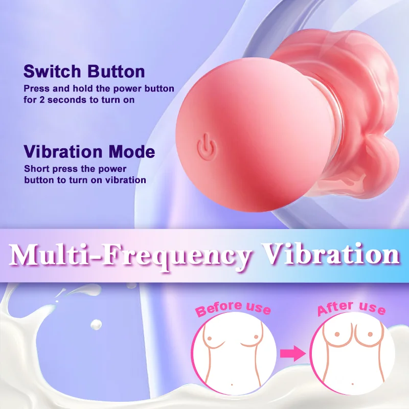 Adjustable Intensity Rose Kiss Breast Vibrator with Nipple Clamps