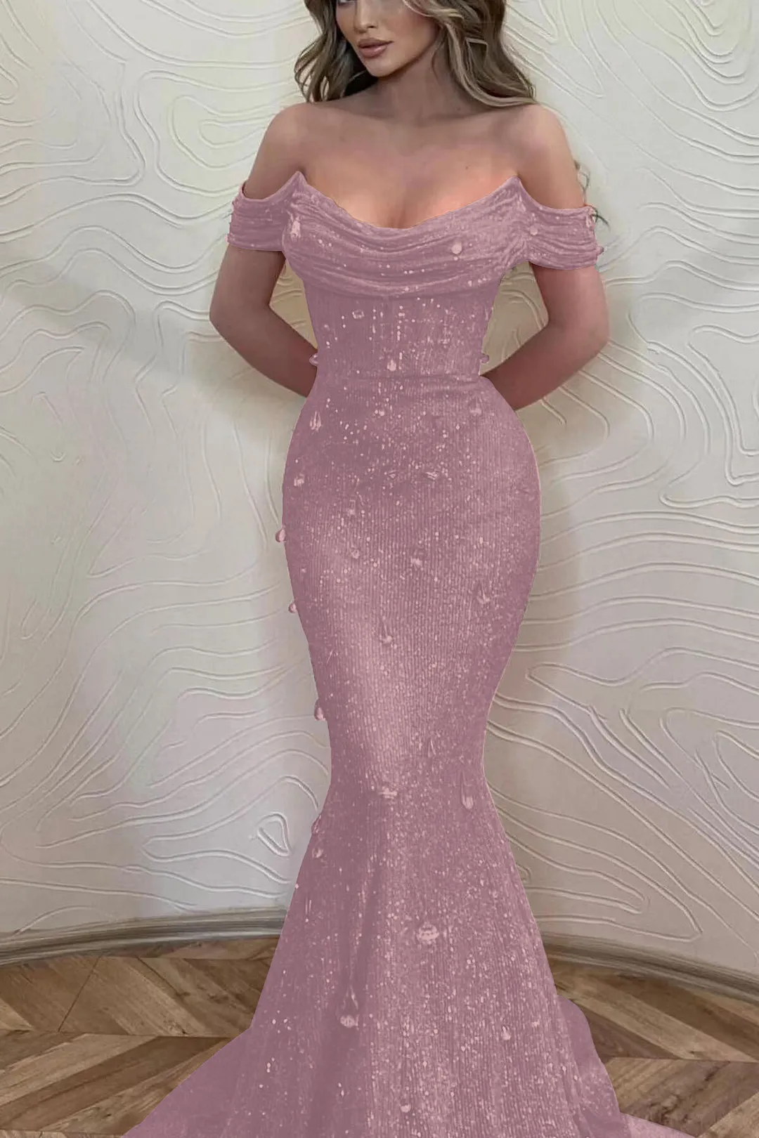 Orange Mermaid One Shoulder Long Prom Dress With Slit VK23112205