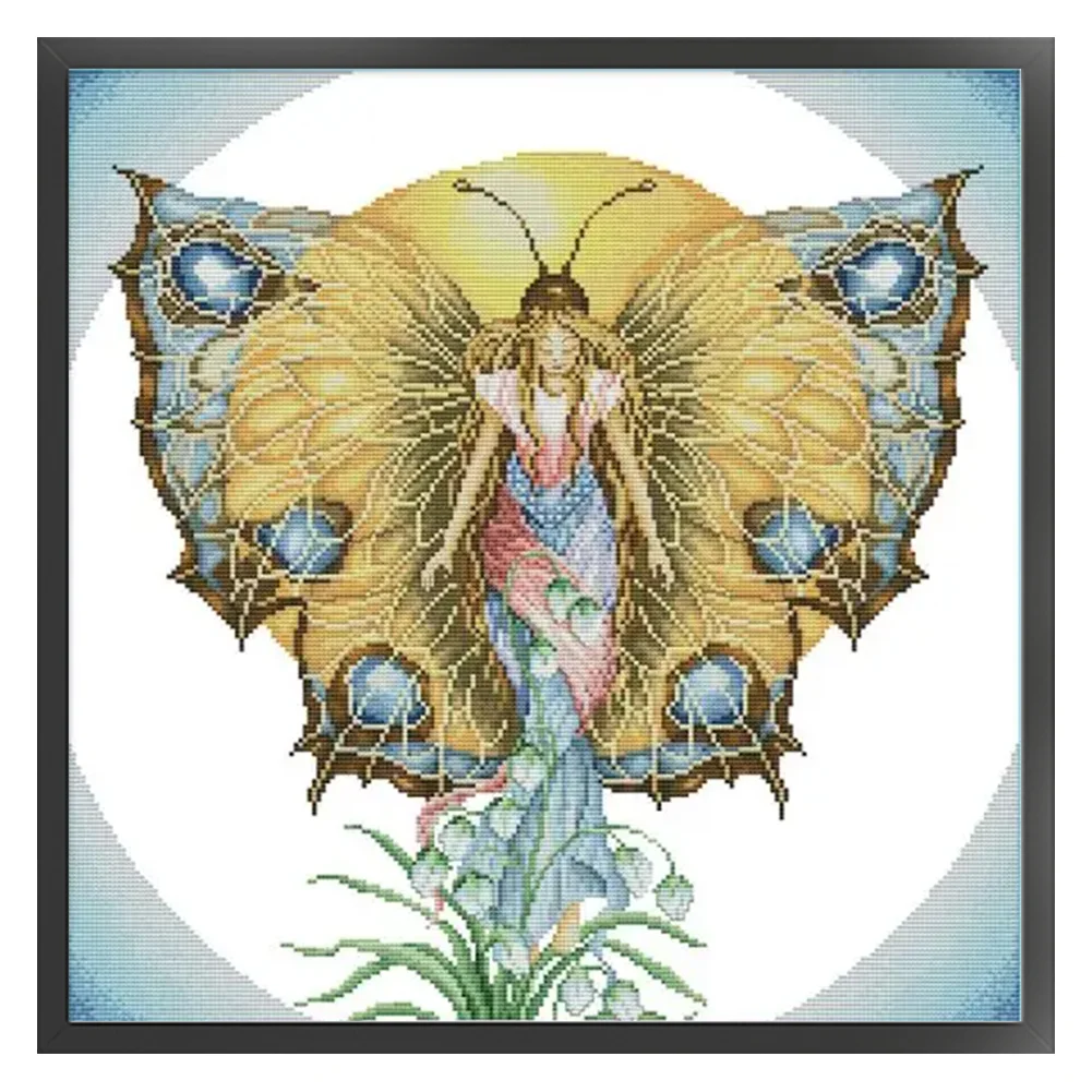DIY Stamped Cross Stitch 14CT Partial Embroidery 46*46cm - Butterfly Fairy