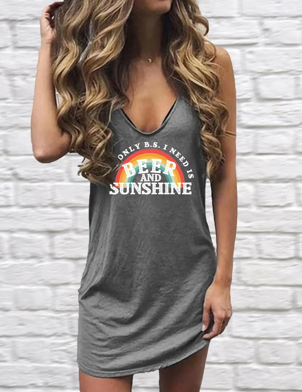 The Only B.S I Need Is Beer And Sunshine Rainbow Mini Dress