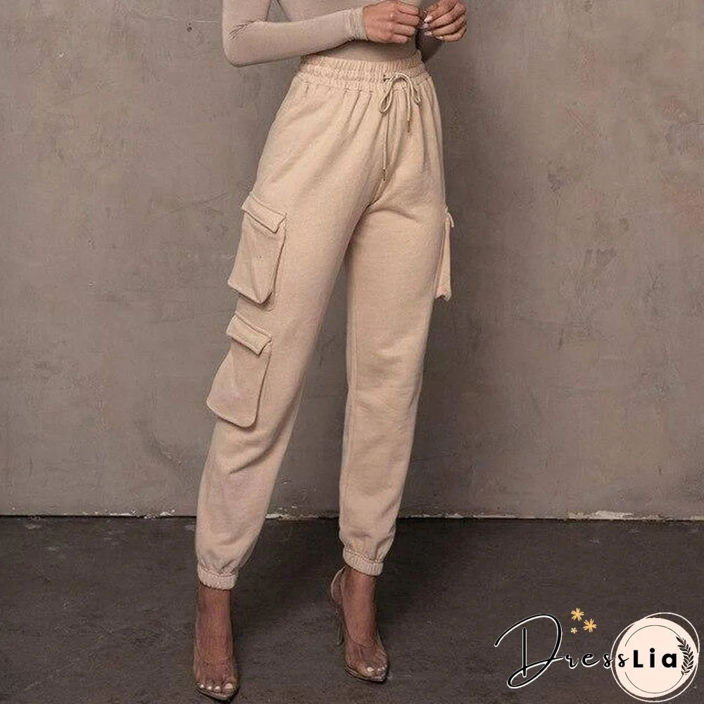 2 Piece Women Sports Casual Set Sweatshirt Crop Tops Pocket Sweatpants Baggy Pants Tracksuit Streetwear Joggers Summer Outfits