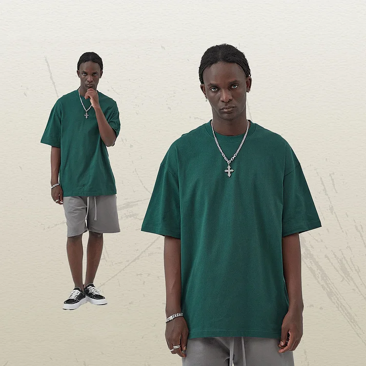 Premium Weight Cotton Crewneck T-Shirt - Forest green-REP  Stunahome.com
