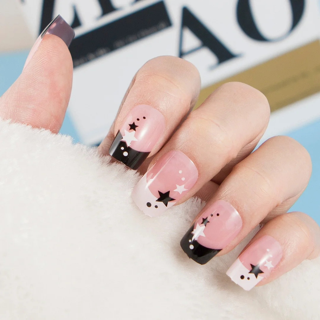 24pcs/set Fashion Acrylic Full Cover Fake Nails 10 Sizes Press on Nails Designs French False Nail Art Tips 278 Fingernail Tips-Nail Inspo