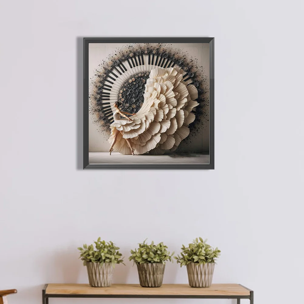 Diamond Painting - Full Round Drill - Piano Girl(Canvas|40*40cm)