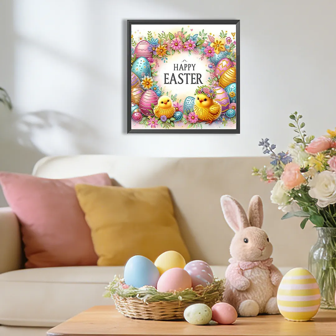 Easter Chick Special Shaped 5D DIY Partial Drill Diamond Painting Kits for Adults Beginners Home Decor Diamonds Dots Gem Art Kits 11.81x11.81inch