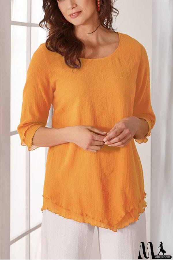 MidiSono - Layered Mid-sleeve Chiffon Top