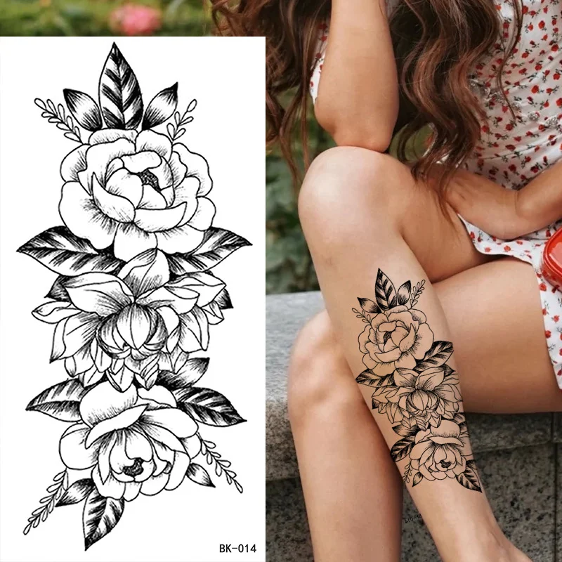 Sdrawing Tattoos New Flash Waterproof Temporary Tattoo Sticker Lip Print Flowers Butterfly Body Art Arm Fake Sleeve Tatoo for Women