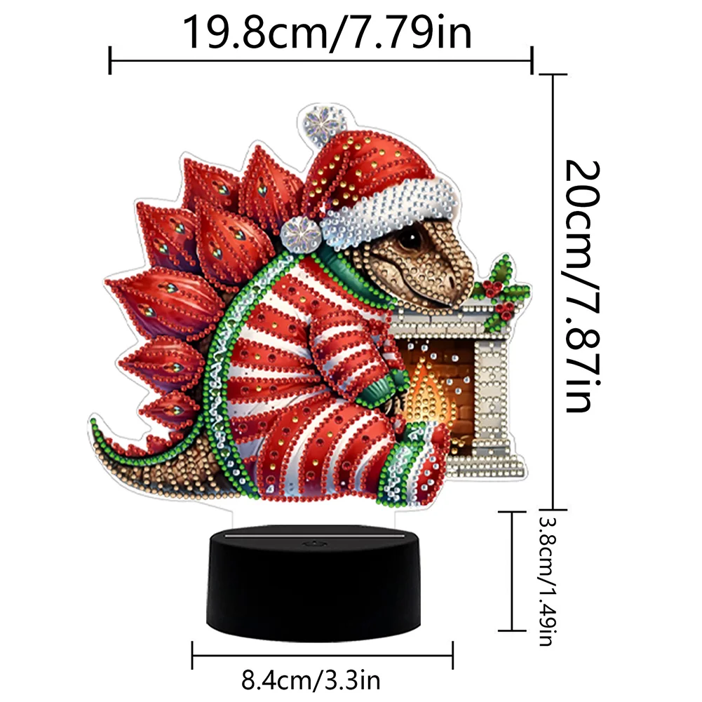 Acrylic Double Sided Butterfly Xmas Dinosaur Diamond Painting LED Night Light