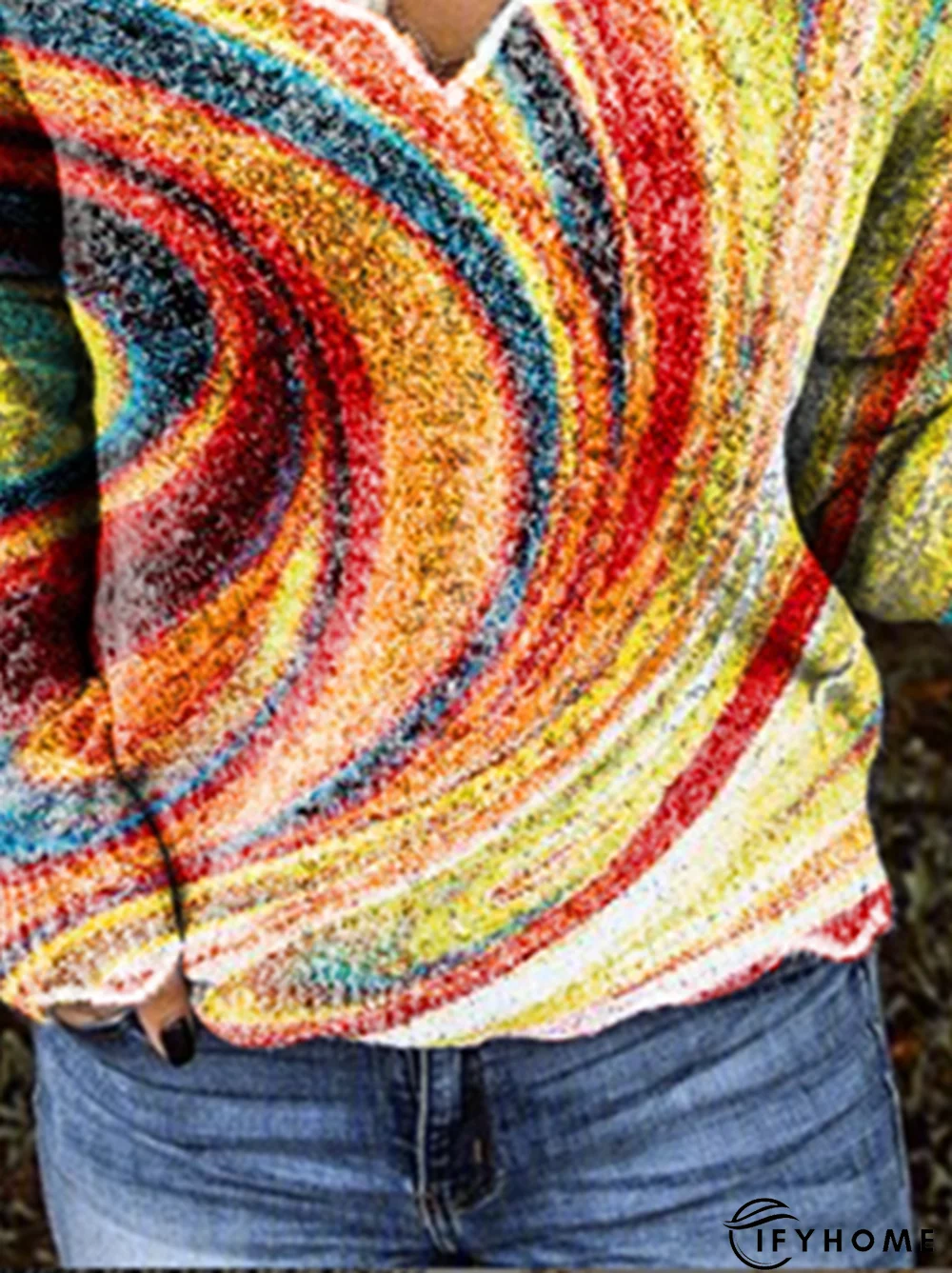 V Neck Long Sleeve Shirt & Top | IFYHOME