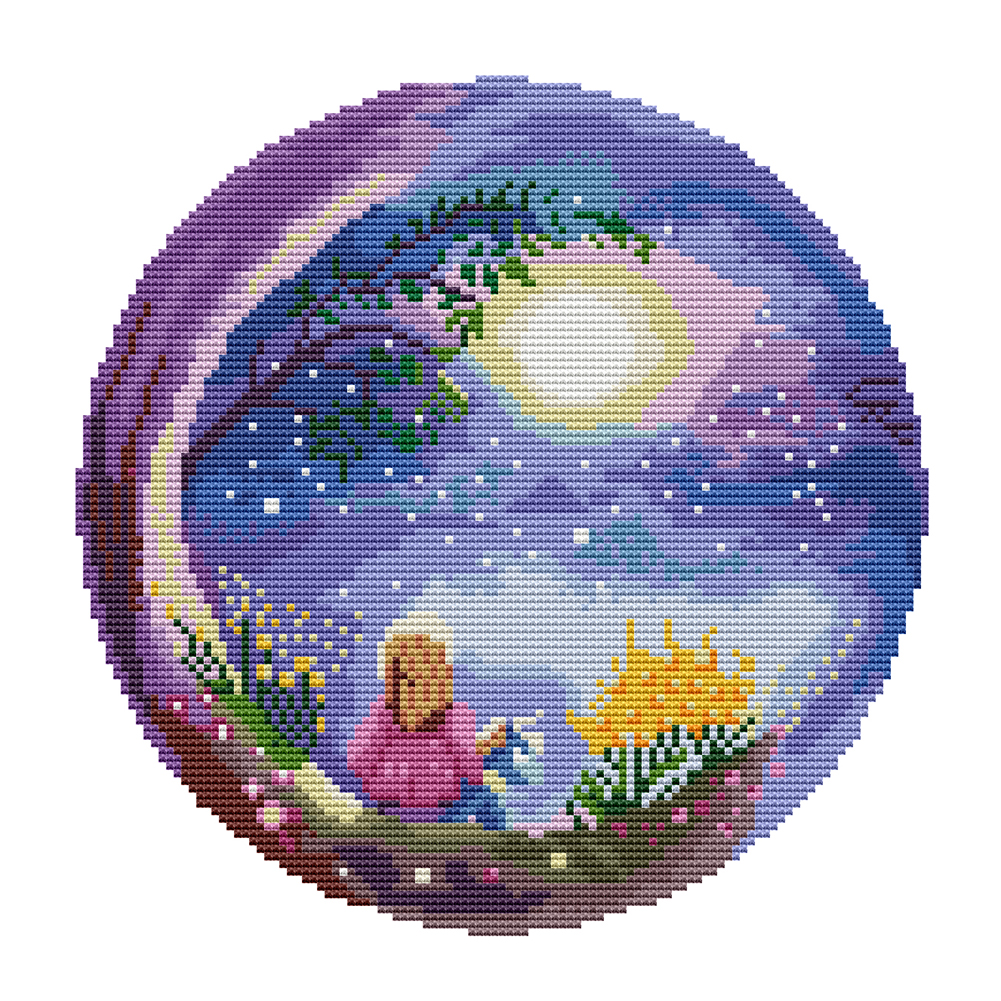 

Moon Girl - 11CT Stamped Cross Stitch - 36*36CM, 501 Original
