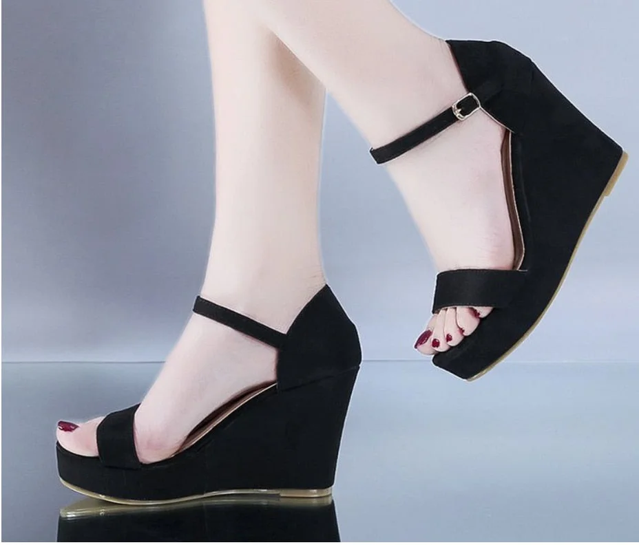 2020 New Women Shoes Platform Sandals Women Peep Toe High Wedges Heel Ankle Buckles Sandalia Espadrilles Female Sandals Shoes