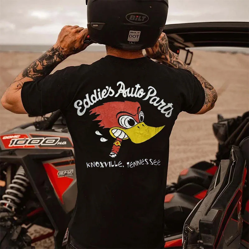 EDDIE'S AUTO PARTS Hot Rod Bird Print Men's T-shirt