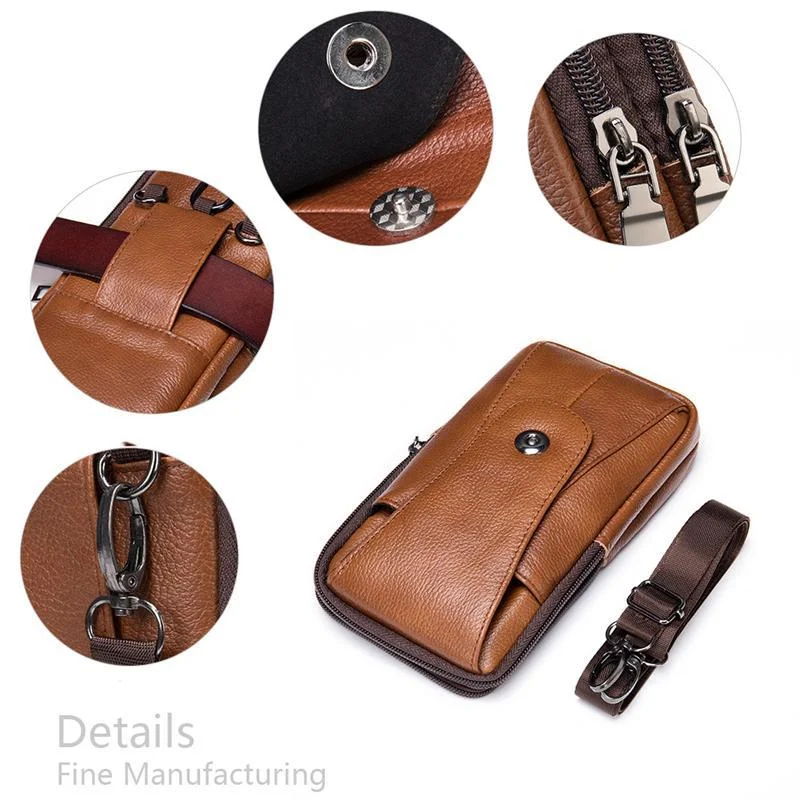 Men's Belt Bag Lightweight Retro Shoulder Bag Leather Crossbody Bag