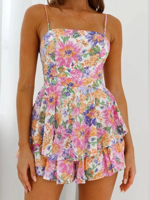 Thin straps floral playsuit