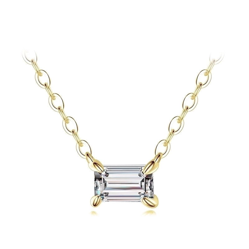 925 Sterling Silver Zircon Cable Chain Plating Inlay Rectangle Necklace