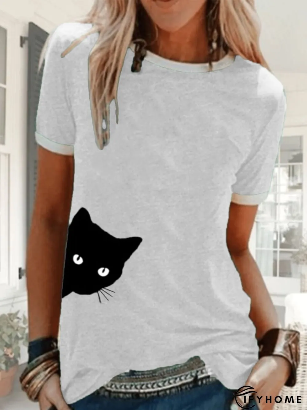 Printed Cotton Casual T-Shirt Top | IFYHOME