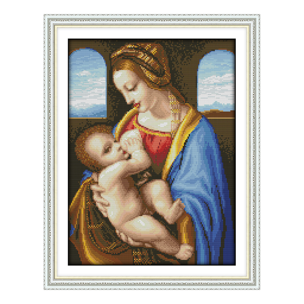 

Madonna and Child - 14CT Stamped Cross Stitch - 33*42CM, 501 Original