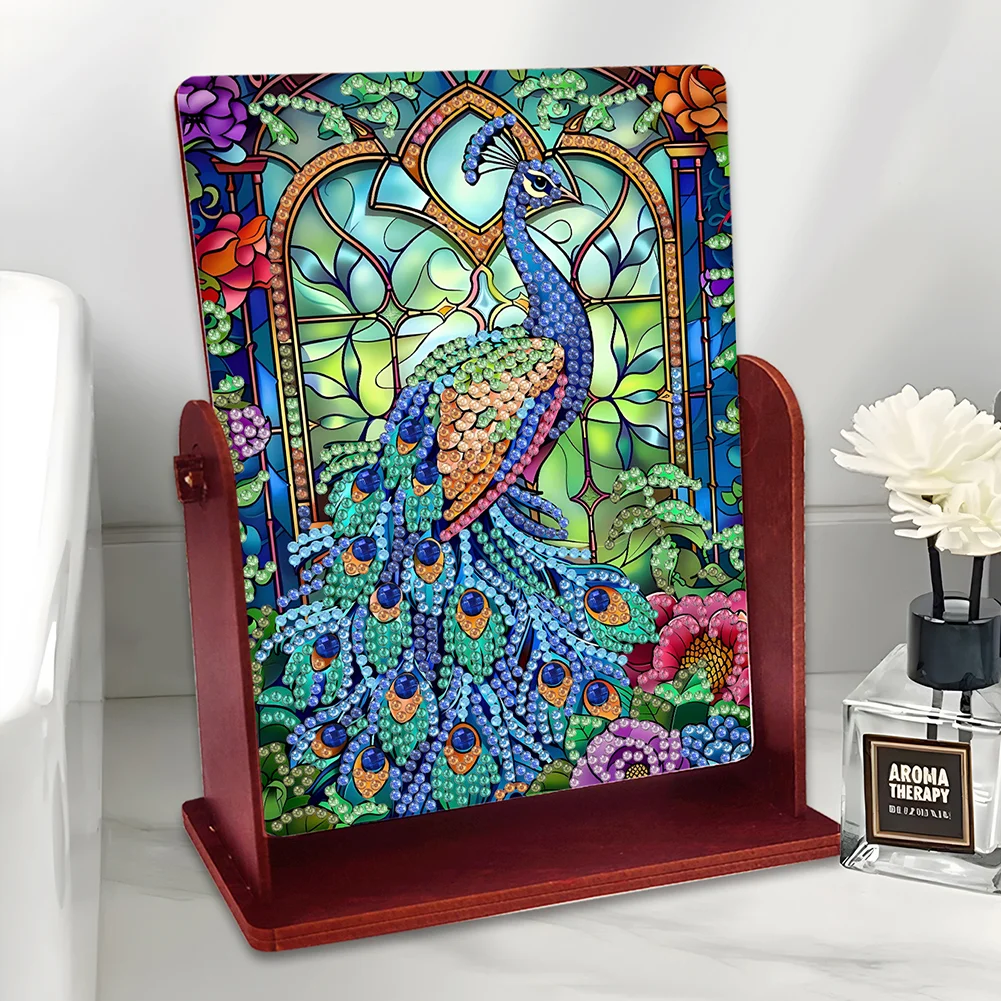 Peacock Special Shape Diamond Painting Mirror Table Top Diamond Mirror Kit