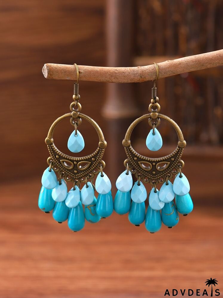 Bead Tassel Drop Earrings