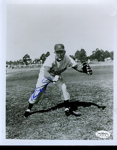 Russ Meyer Brooklyn Dodgers Signed Jsa Sticker 8x10 Photo Poster painting Authentic Autograph