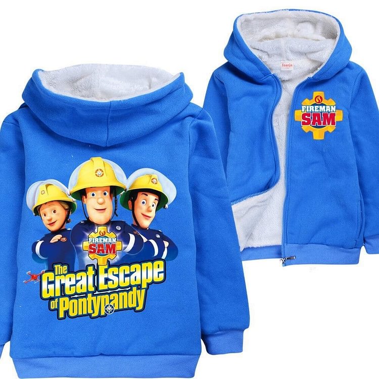 Mayoulove Fireman Sam The Great Escape Of Pontypandy Boys Zip Up Fleece Hoodie-Mayoulove