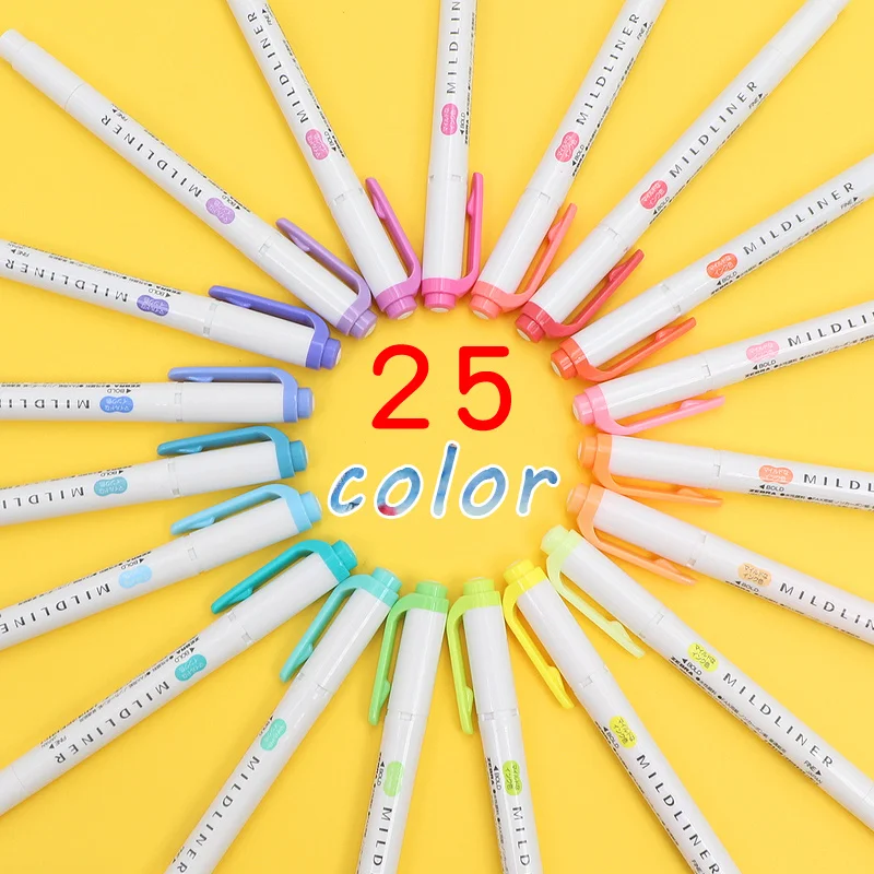 JIANWU 12pcs/set cute Double head fluorescent pen milkliner